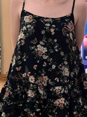Black Floral Ruffle Cami Dress